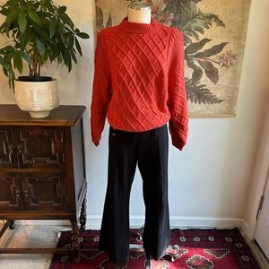 Orange Cable Knit Sweater, Size Large